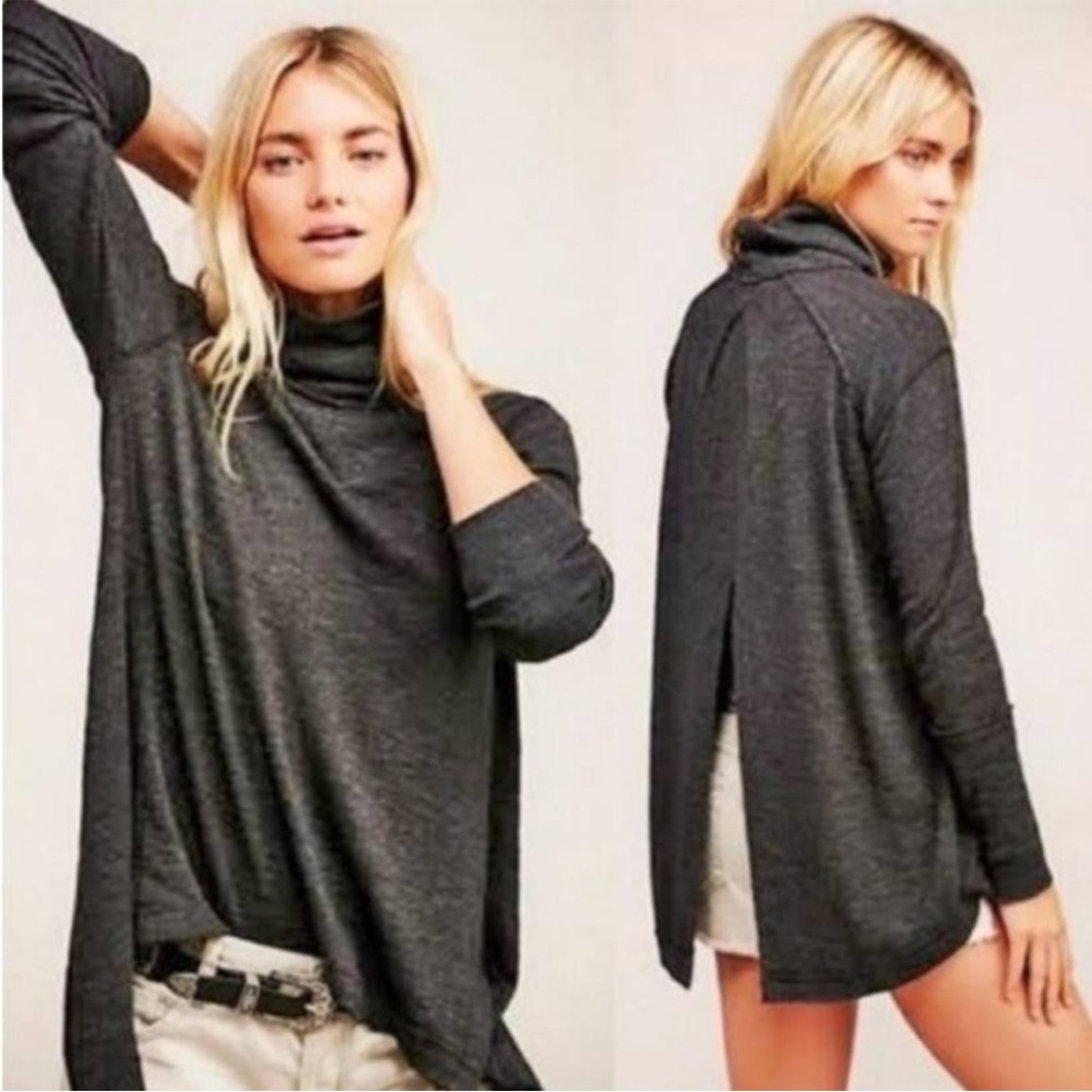 Free People Split Back Turtleneck Sweater